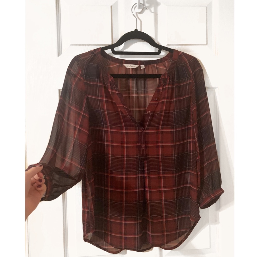 ✨ Burgundy Plaid Blouse
